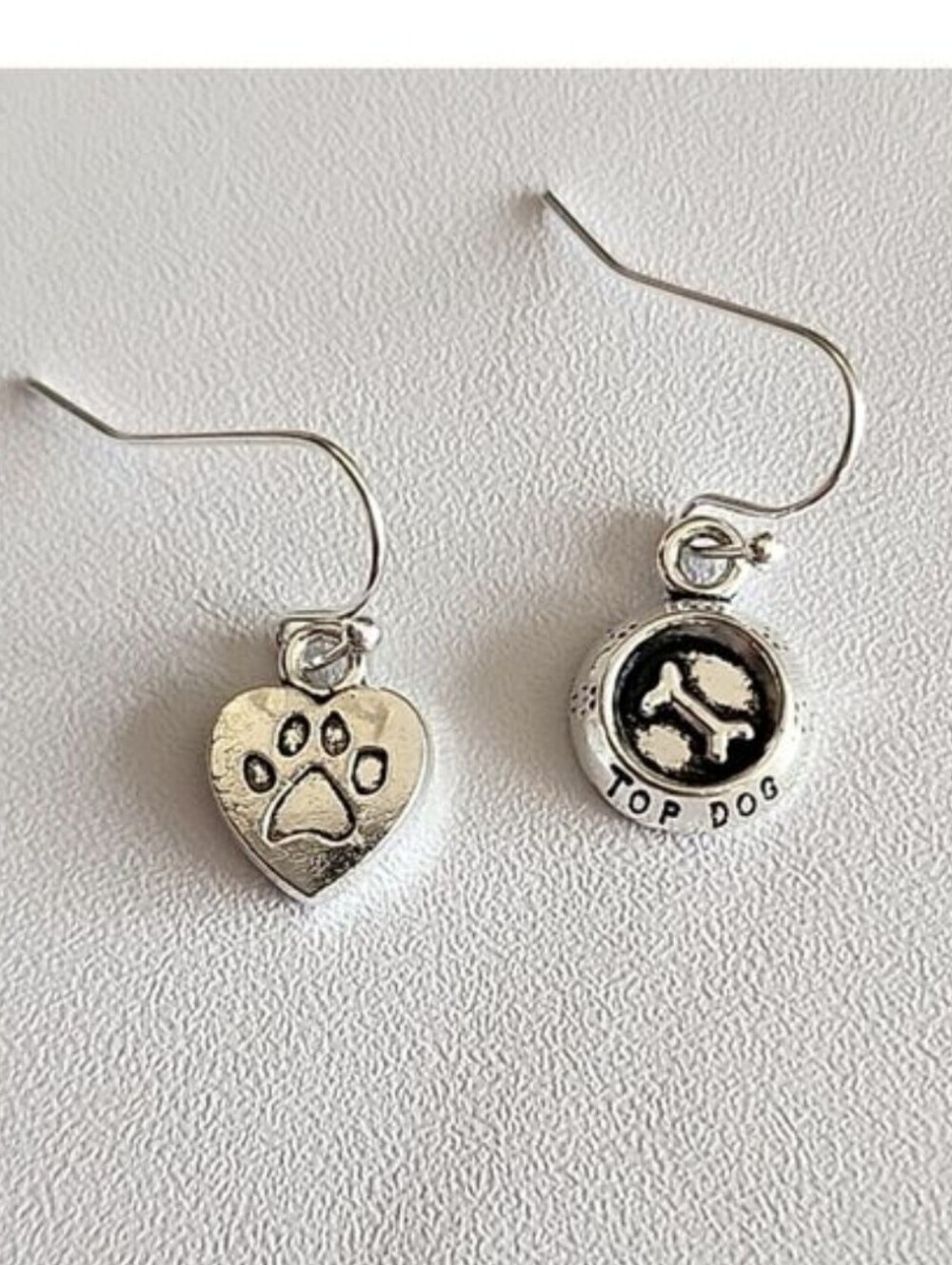 Asymetrical  Dog Bone Paw Earrings Petite size ER